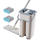 Professional Flat Squeeze Mop With 4 Reusable Mop Pads For Wet Dry Floor Cleaning,